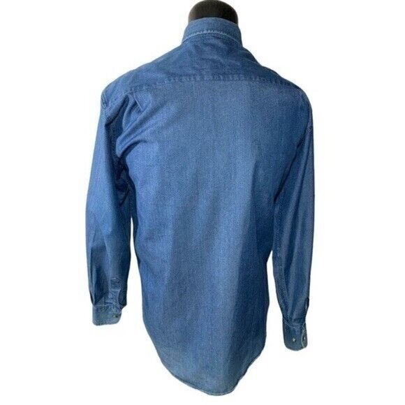 Vintage Diesel Denim Shirt Men Sz 41/42 LT Blue Button Up Casual Long Sleeve - Picture 3 of 12